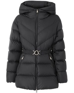 Moncler Brosse Belted Hooded Down Jacket - Black