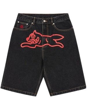 ICECREAM Denim Shorts With Belt Loops - Black