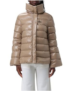 Fay Quilted Stand-Collar Down Jacket - Brown