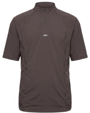Amomento Stand Collar Zip T-Shirt - Grey