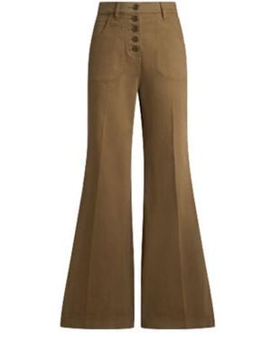 Etro Flared Denim Jeans With Pegaso Buttons - Brown