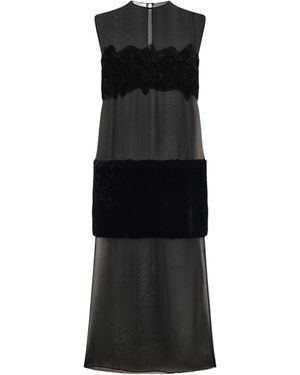 Ferragamo Shift Dress With Inlay Details - Black