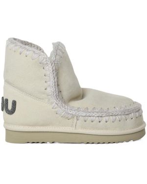 Mou Eskimo 18 Contrast Stitched Ankle Boots - Natural