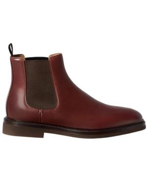 Brunello Cucinelli Waxed Calfskin Chelsea Boots - Brown