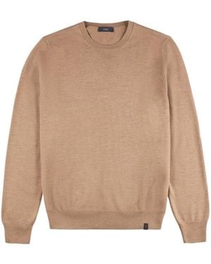Fay Ribbed Crewneck Knitwear - Natural