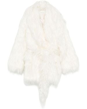Entire studios Belted Faux-Fur Coat - White