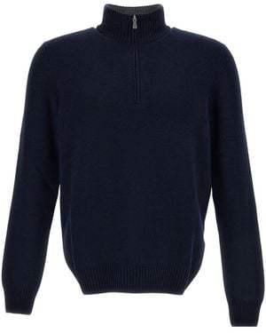 Gran Sasso High-Neck Half-Zip Jumper - Blue