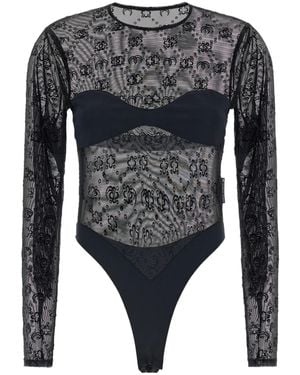 Marine Serre Moonogram Long-Sleeve Bodysuit - Grey