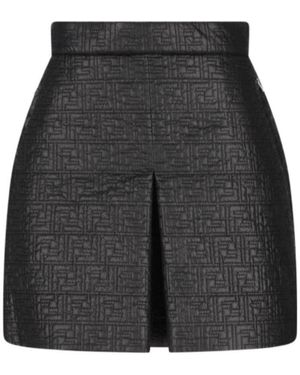 Fendi Ff Quilted Front-Slit Mini Skirt - Grey