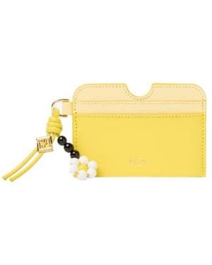 Fendi Ff Diamonds Flower-Detail Card Holder - Yellow