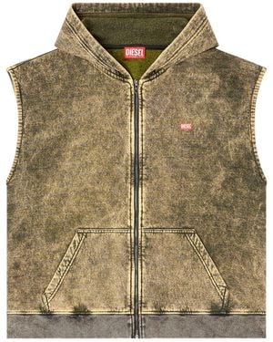 DIESEL Rethexed Fit Sleeveless Hoodie With Zip Closure - Green