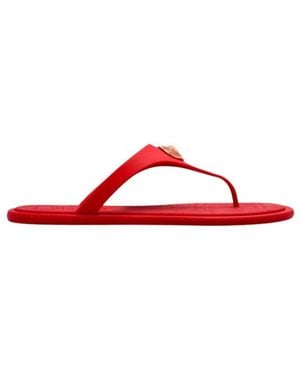 Versace Alia Thong Strap Flat Sandals - Red