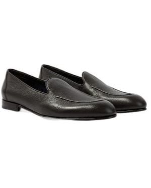 Brioni Appia Leather Loafers - Black
