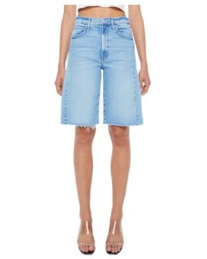 Mother Frayed Hem Denim Shorts - Blue