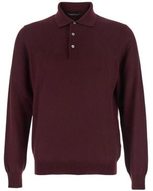Tagliatore Long-Sleeve Buttoned Polo Shirt - Red
