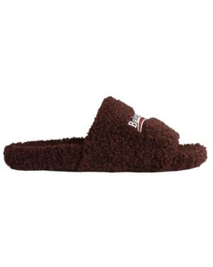 Balenciaga Furry Open Mule - Brown