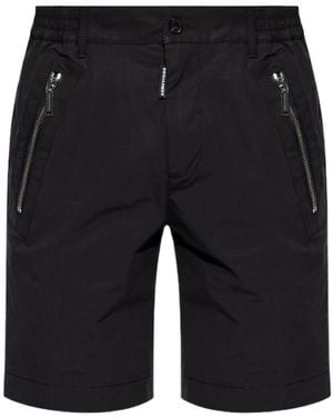 DSquared² Icon-Printed Knee-Length Shorts - Black