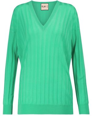 Plan C Ribbed Wool Sweater - Green