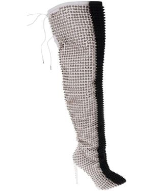 Philipp Plein Studded Lace-Up Over-The-Knee Boots - Black