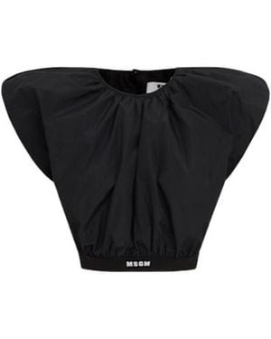 MSGM Logo Crop Top - Black