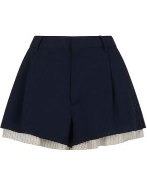Marni Deep Wool Shorts With Visible Lining - Blue