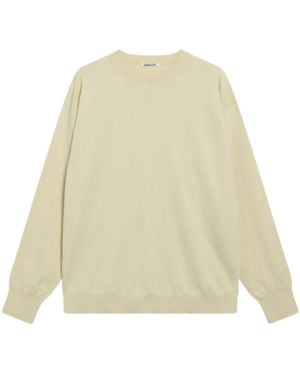 AURALEE Fine-Knit Cotton Sweater - Natural