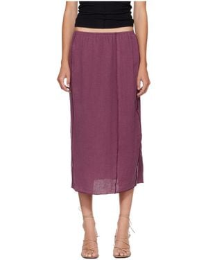 Baserange Elastic Waist Midi Skirt - Purple
