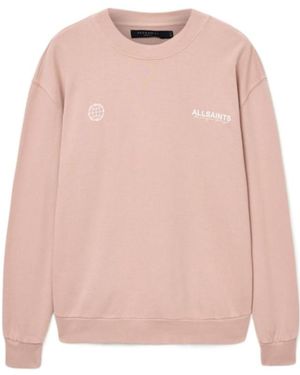 AllSaints Emblem Crew Neck Cotton Sweatshirt - Pink