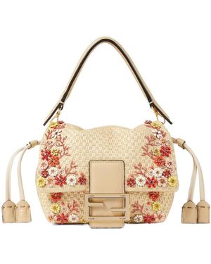 Fendi Woven Mini-Bag With Sea Garden Flowers Embroideries - Metallic