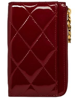 Saint Laurent Cassandre Bijou Patent Leather Zipper Card Holder - Red