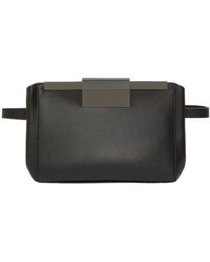 Max Mara Logo Engraved Clutch Bag - Black