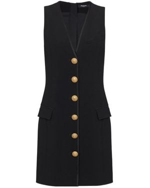 Balmain Sleeveless Crepe Dress - Black