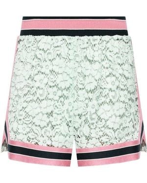 Dolce & Gabbana Contrast Trim Lace Shorts - Green