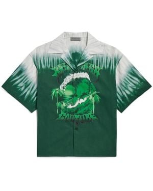 Balenciaga Extreme Tie-Dyed Bowling Short Sleeved Shirt - Green