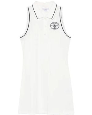 Sporty & Rich Embroidered-Logo Polo Mini Dress - White