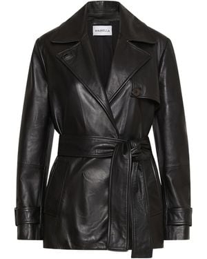 Marella Leather Trench Coat - Black