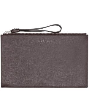 Orciani Logo-Lettering Leather Clutch - Grey