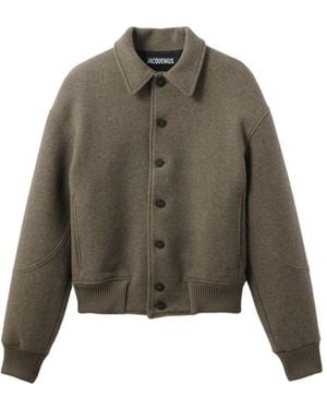 Jacquemus The Feltro Logo Embroidered Bomber Jacket - Green