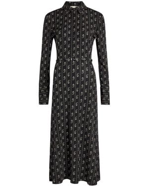 Tory Burch Patterned Stretch-Jersey Midi Shirt Dress - Black