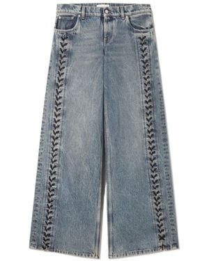 Stella McCartney Wide-Leg Lace-Up Denim Jeans - Blue
