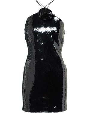 Magda Butrym Floral-Applique Sequined Minidress - Black