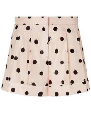 Fendi Falena Dots Printed Turn-Up Hem Shorts - Natural