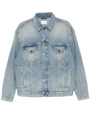 Haikure Clay Broken Celestial Distressed Logo Patch Jacket - Blue