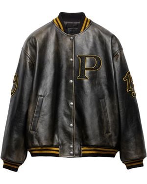 Prada Leather Bomber Jacket - Black