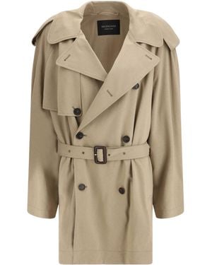 Balenciaga Belted Double-Breasted Trench Coat - Natural