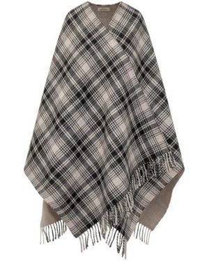 Woolrich Plaid-Check Cape - Gray