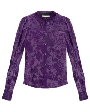 DSquared² Sheer Patterned Shirt Tops - Purple