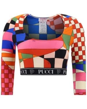 PUCCI Giardino-Print Cropped Top - Red