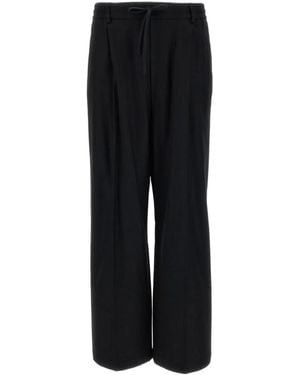 Barena Drawstring Pleated Wide-Leg Pants - Black