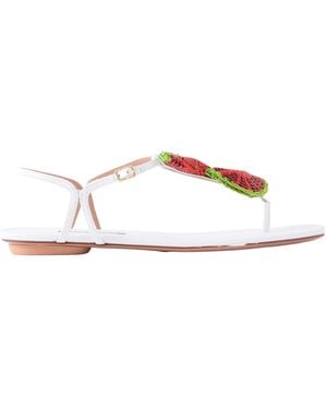 Aquazzura Embellished Raffia Thong Sandals - Multicolour